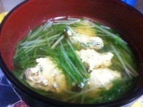 10分でできる☆鶏肉団子と水菜のスープの画像