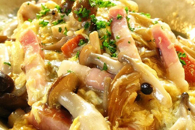 きのことベーコンのたまごあんかけご飯 レシピ 作り方 By ポルチーニきのこ クックパッド 簡単おいしいみんなのレシピが352万品