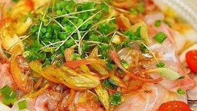 鯛のカルパッチョ柚子胡椒ドレッシング レシピ 作り方 By Ruruchirin クックパッド
