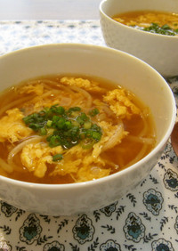 ピリ辛スープ～簡単✿かき玉もやしスープ✿