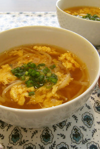 ピリ辛スープ～簡単✿かき玉もやしスープ✿