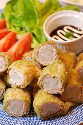 ホクホクもっちり★豚肉と山芋の磯辺揚げ