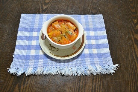 かぼちゃのトマトグラタン?スープの画像