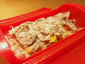 ルクエ♪豚バラの長ネギともやし蒸し