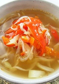赤ピーマンのピリ辛中華スープ
