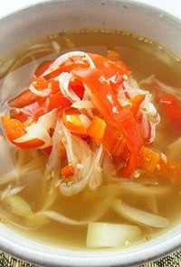 赤ピーマンのピリ辛中華スープ