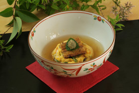 穴子茶巾炒り卵のワサビあん