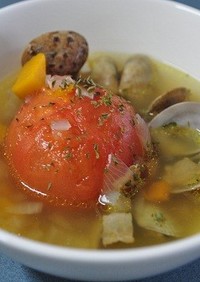 丸ごとトマトの野菜スープ