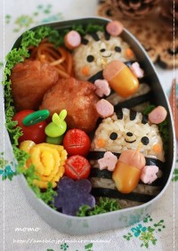 キャラ弁☆秋に俵おにぎりのリスくん♪