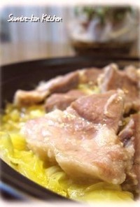 タジン鍋で☆塩麹豚とキャベツの蒸し煮