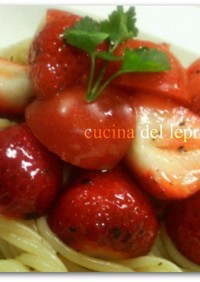 苺とフルーツトマトの冷製パスタ