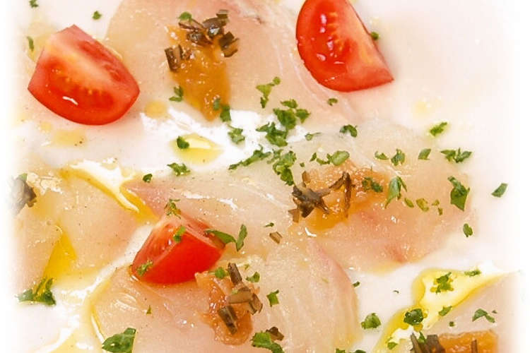 クリスマス 白身魚と昆布梅のカルパッチョ レシピ 作り方 By 紀州ほそ川 クックパッド 簡単おいしいみんなのレシピが351万品