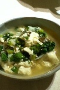 大根葉と豆腐のさっぱり酸味スープ