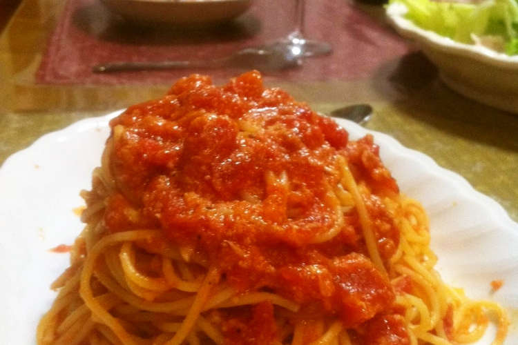 あのお店のトマトとにんにくのスパゲッティ レシピ 作り方 By Sakusakudon クックパッド 簡単おいしいみんなのレシピが352万品