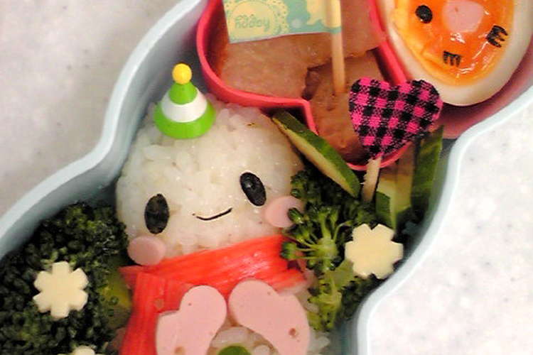 冬支度 手袋ﾏﾌﾗｰ雪だるま キャラ弁 レシピ 作り方 By こぅもりん クックパッド