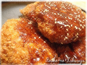 イナダの和風メンチカツ(照り焼きソース)