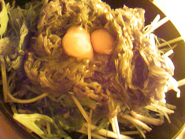 うずらの卵とめかぶと水菜のめんつゆ和えの画像