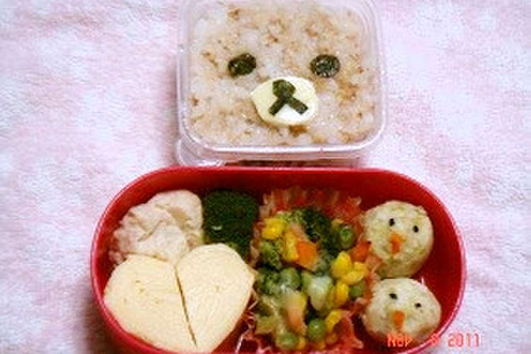 初めてのキャラ弁 りらっくま １歳でも レシピ 作り方 By 河埜玲子 クックパッド 簡単おいしいみんなのレシピが353万品