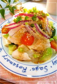 葛たたき鶏と野菜の和風サラダ
