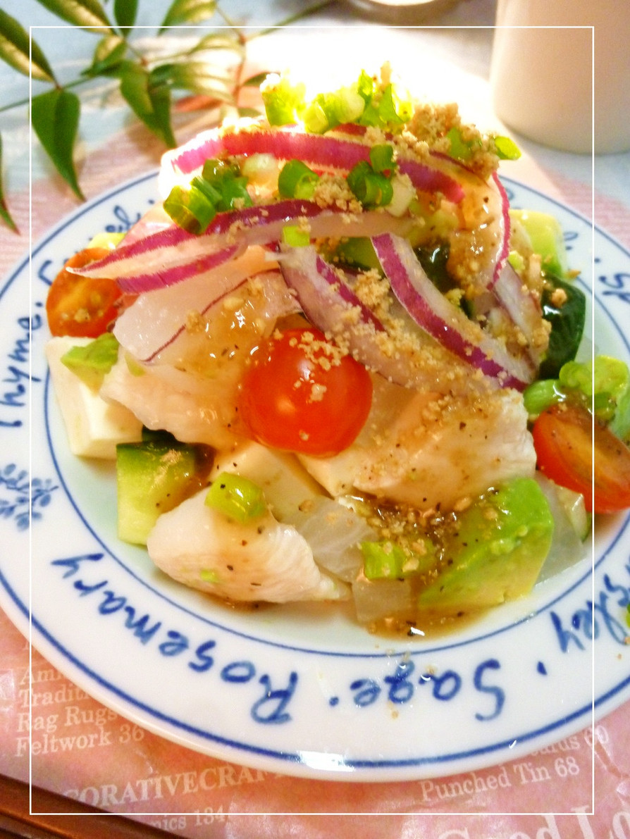 葛たたき鶏と野菜の和風サラダの画像