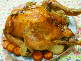 クリスマスに☆おこわ入りローストチキン