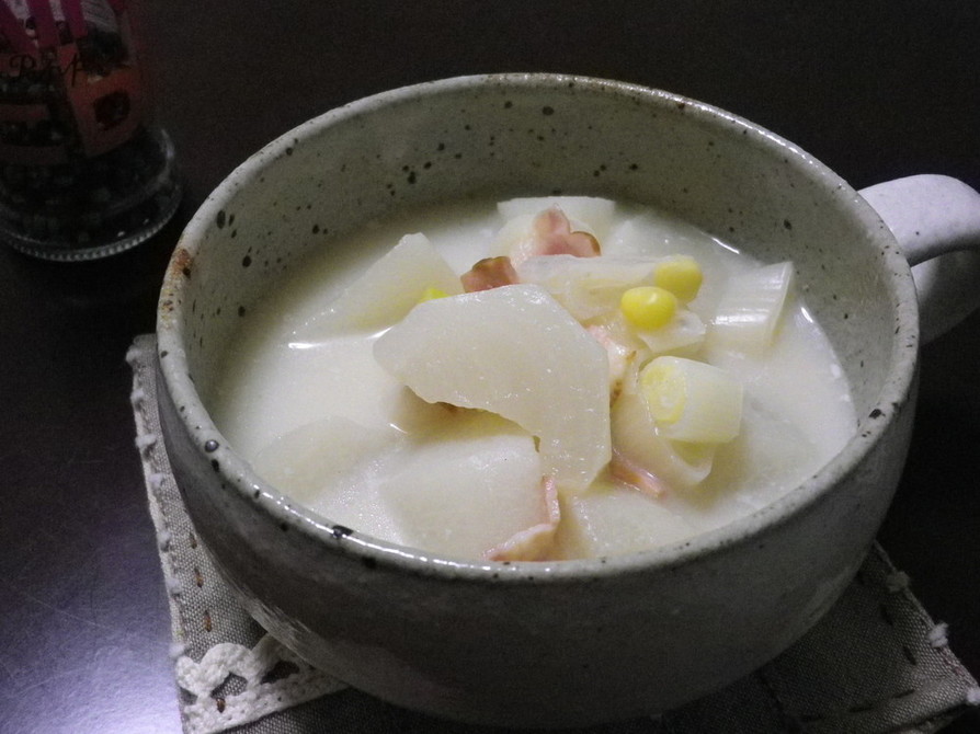 蕪と長ねぎの豆乳スープの画像