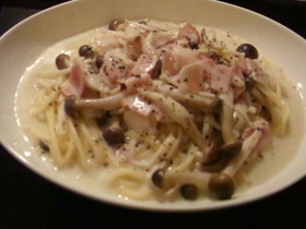 干しきのこのクリームパスタ
