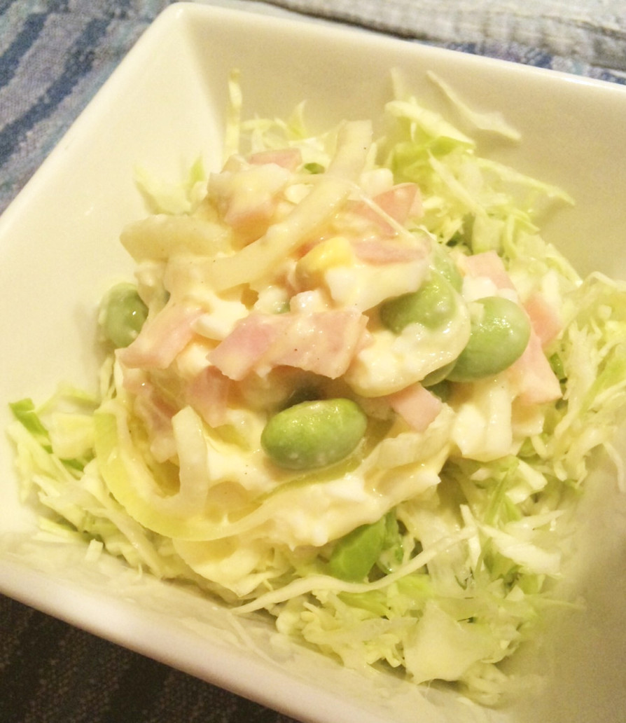 枝豆とハムと卵のタルタルサラダの画像
