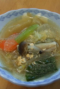 ピリ辛！野菜と春雨の生姜入り中華スープ☆