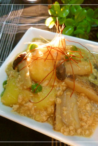 じゃが芋と蓮根の鶏そぼろ煮