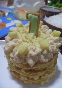 豆腐のクリームで★１歳のお誕生日ケーキ