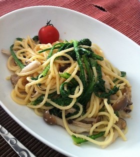 春菊と明太子のスパゲティー