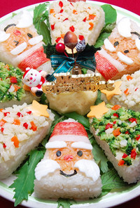 サンタとツリーでクリスマス寿司ケーキ