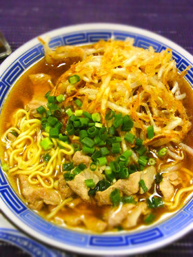 揚げもやしラーメン♪サクっと新食感♪