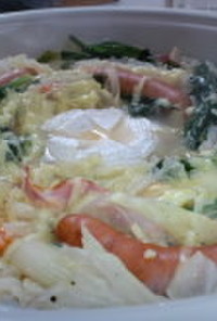 白菜と鮭のチーズミルフィーユ鍋
