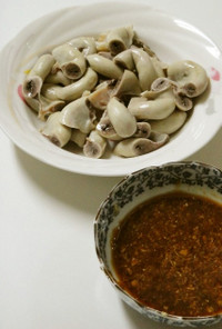 台湾美肌料理～茹で豚の卵管と生姜甘酢タレ