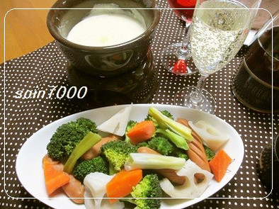 レンチン☆温野菜と和風チーズフォンデュの写真