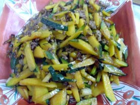 カボチャと挽肉の炒め物