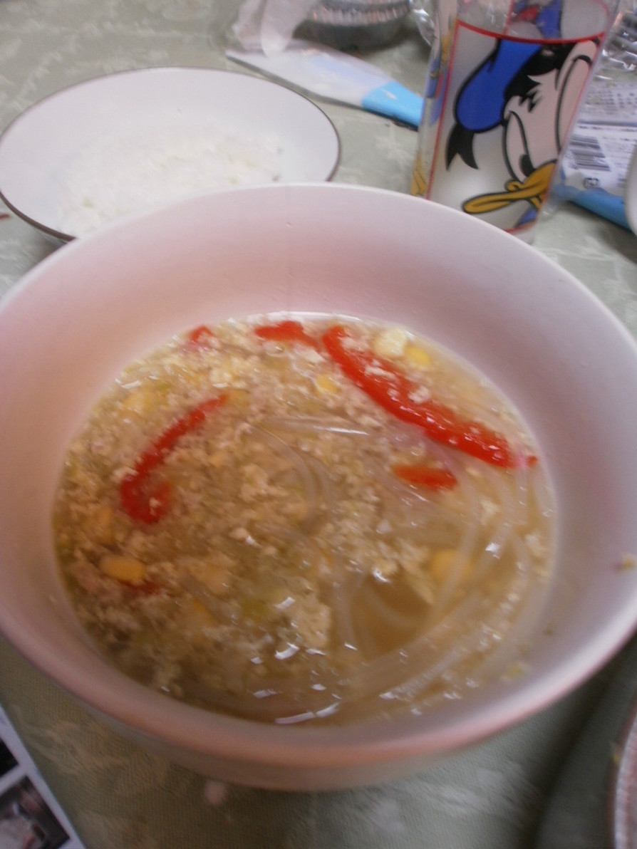 余った餃子の具でリメイク♡春雨スープの画像