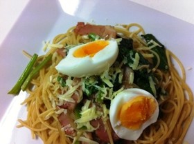 ハムと青菜のパスタ