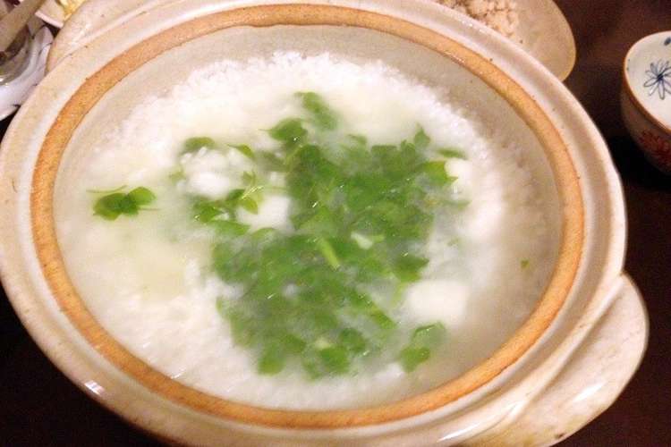 時間がたってもおいしい 簡単土鍋の七草粥 レシピ 作り方 By しぶたけ クックパッド 簡単おいしいみんなのレシピが352万品