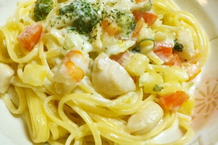 エビと帆立 具沢山野菜のクリームパスタ レシピ 作り方 By ともぞ クックパッド 簡単おいしいみんなのレシピが353万品