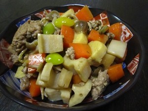 根菜と豚挽肉炒めの画像