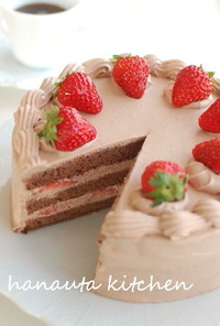 苺のチョコレートショートケーキ