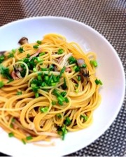 きのこ&ベーコンの和風バターしょうゆスパの写真