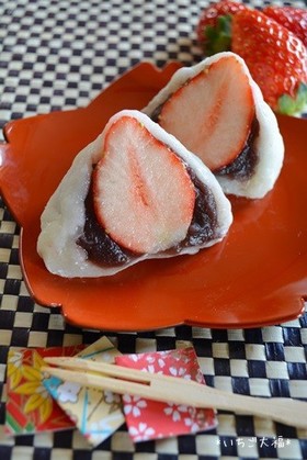 切り餅で☆いちご大福♪