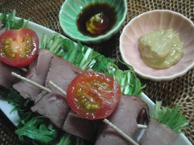 ♡水菜の焼き豚巻き　2種の風味で・・♡　の写真