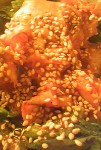 キムチと菜の花の焼肉のタレ胡麻和え
