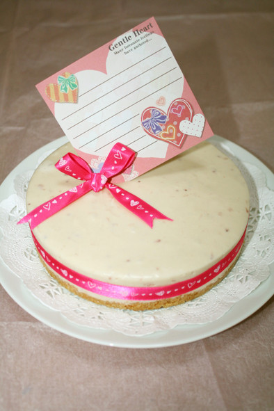 バレンタイン♥苺白チョコレアチーズケーキの写真