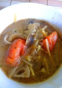 食べるスープ！トマトとパスタの味噌スープ
